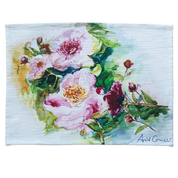 April Cornell Placemats Set of 4 Peony Watercolor - Picture 2 of 3